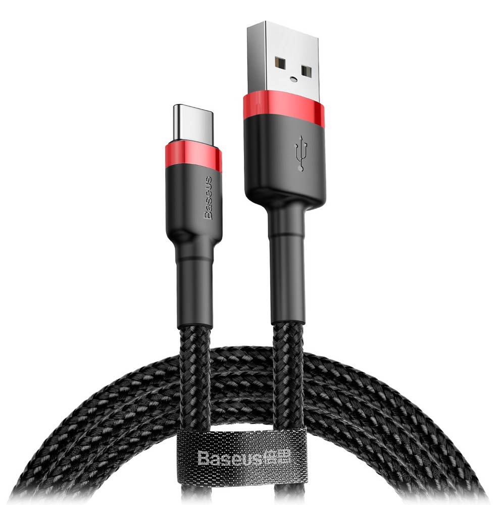 кабель передачи данных Baseus Cafule Cable USB For Type-C 2A 2m red + black  по самой выгодной цене . Купить кабель передачи данных Baseus Cafule Cable  USB For Type-C 2A 2m red +