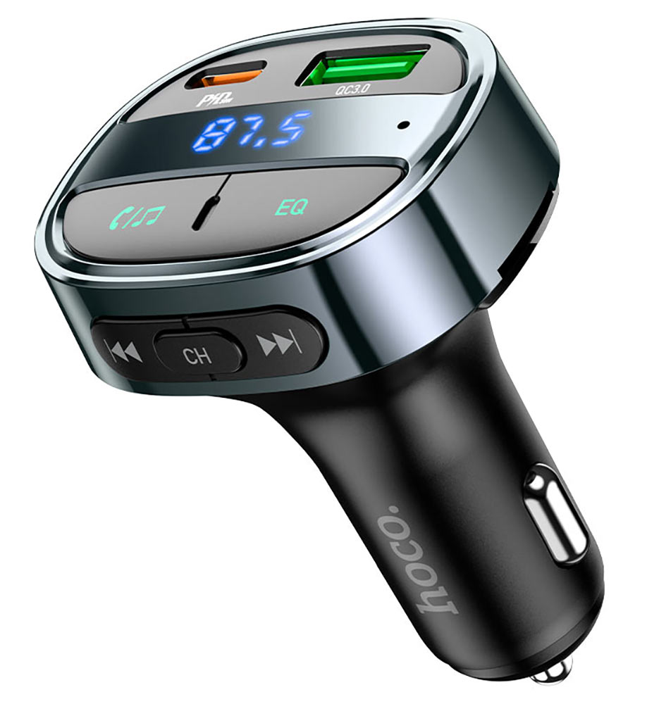 автомобильная зарядка с bluetooth FM передатчиком Hoco E70 PD30W+QC3.0 car  BT FM transmitter magic night по самой выгодной цене . Купить автомобильная  зарядка с bluetooth FM передатчиком Hoco E70 PD30W+QC3.0 car BT