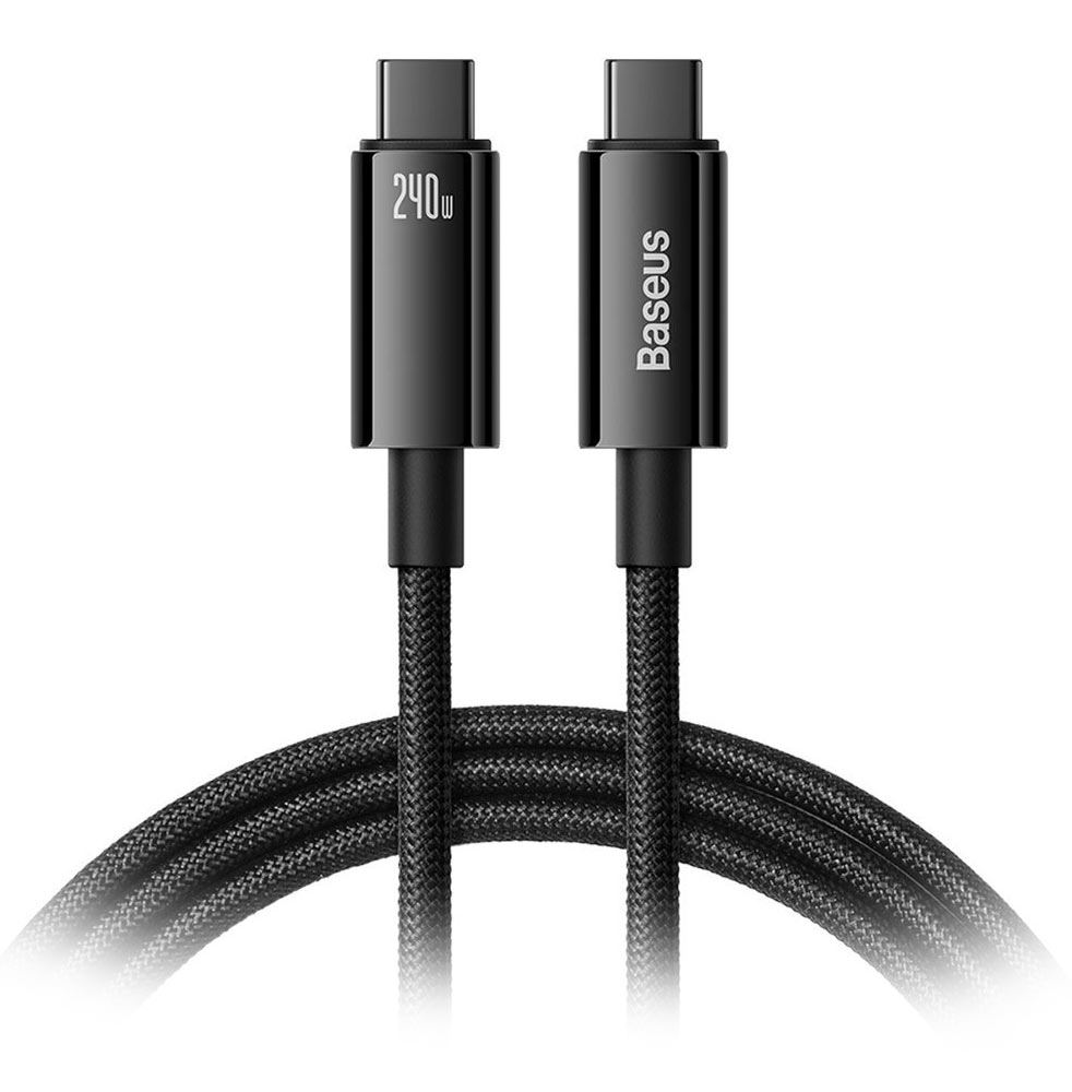 кабель для быстрой зарядки Baseus Tungsten Gold Fast Charging Data Cable  Type-C to Type-C 240W 2m black по самой выгодной цене . Купить кабель для  быстрой зарядки Baseus Tungsten Gold Fast Charging