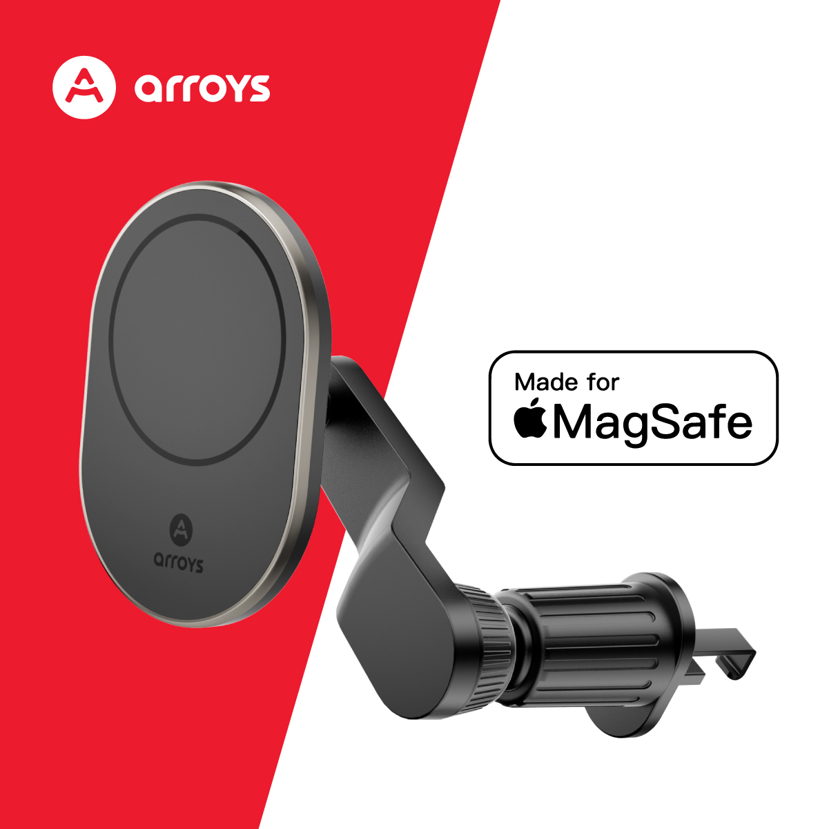 Автодержатель для iPhone с креплением в вент. решетку Arroys Vent-MS2H с  фиксатором MagSafe и удлинительным плечом купить с доставкой