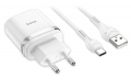зарядное устройство с быстрой зарядкой Hoco C12Q Smart QC3.0 charger + Type-C cable white