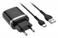 зарядное устройство с быстрой зарядкой Hoco C12Q Smart QC3.0 charger + Type-C cable black