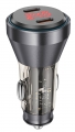 зарядка для телефона в машину Hoco NZ12C Graceful PD60W(2C) car charger with digital display transparent black