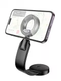 магнитный держатель MagSafe Hoco H71 Totem ring magnetic car holder (center console) black/metal gray