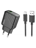 быстрое зарядное устройство с кабелем Hoco CS21A Rich single port QC3.0 charger set(Type-C) black