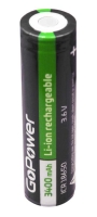 литиевый аккумулятор GoPower NCR18650 Li-ion 3400mAh  без защиты