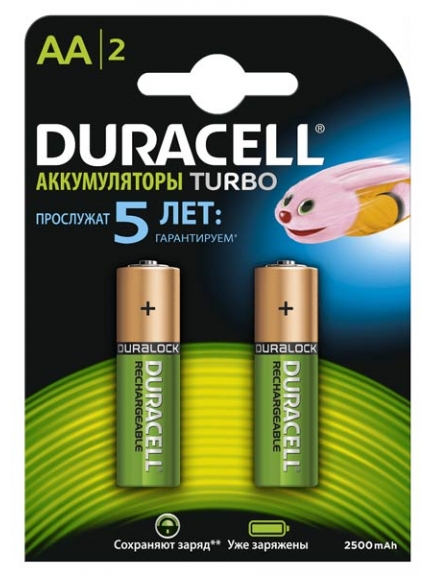 аккумулятор АА Duracell 2500 mAh HR6/AA-2BL