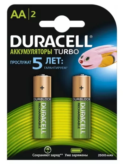 аккумулятор АА Duracell 2500 mAh HR6/AA-2BL