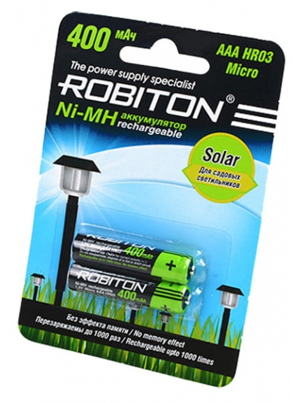 аккумулятор для садового светильника Robiton 400 mAh Solar R03/AAA-2BL