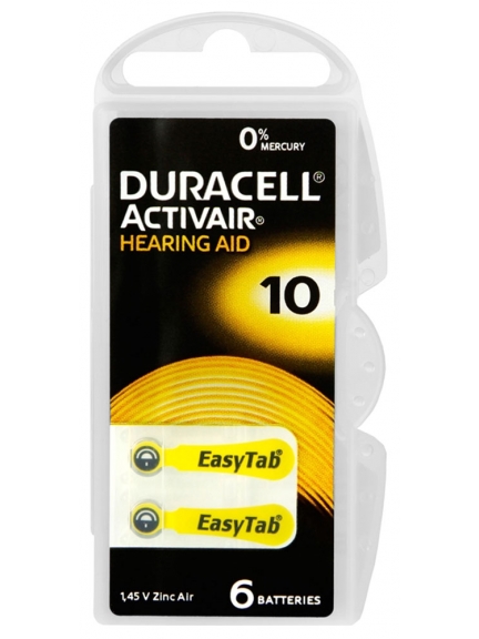 батарейки для слуховых аппаратов Duracell ZA10/PR70-6BL