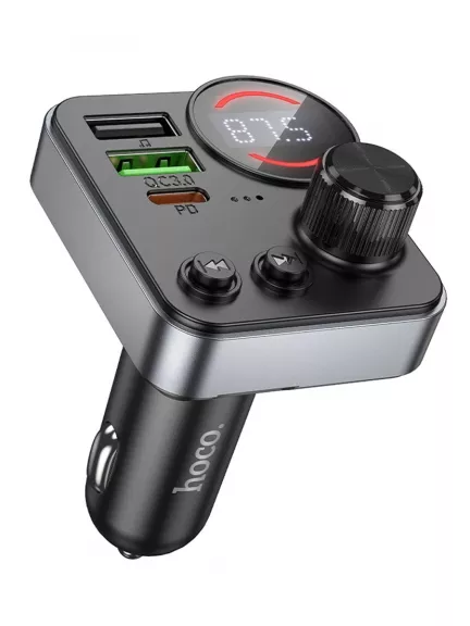 зарядка для телефона в машину с FM трансмиттером Hoco E86 Alegria 48W dual port PD30W+QC3.0 car BT FM transmitter