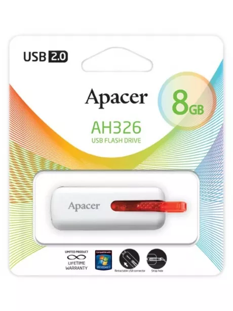 флешка USB Apacer AH326 8Gb white