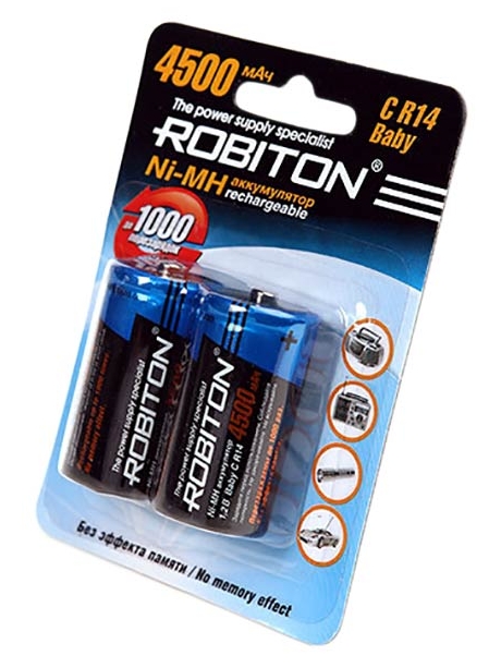аккумуляторы (2 шт.) Robiton 4500 mAh R14/C-2BL 