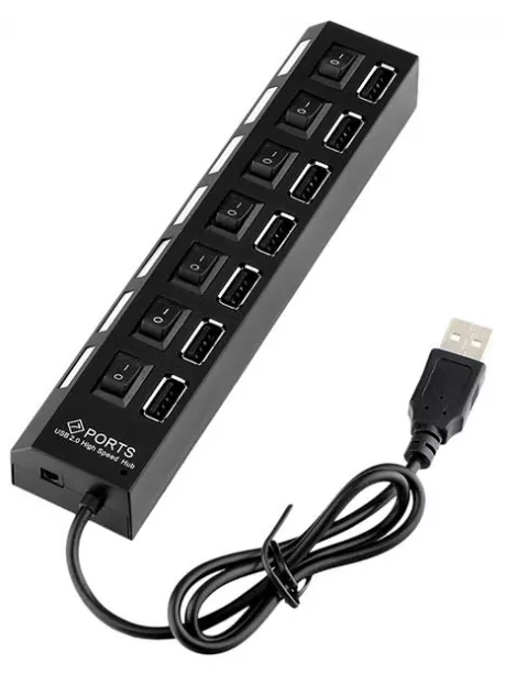 концентратор USB 2.0 на 7 портов Gembird UHB-U2P7-02 черный