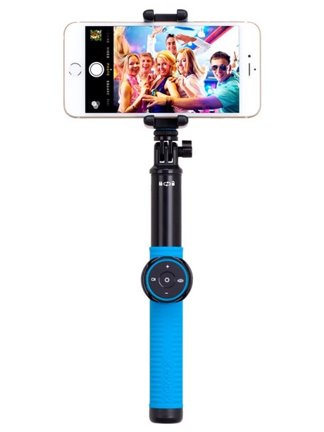 монопод для селфи с двумя креплениями Momax Selfie Hero Duo Selfie Pod 100cm KMS10 blue