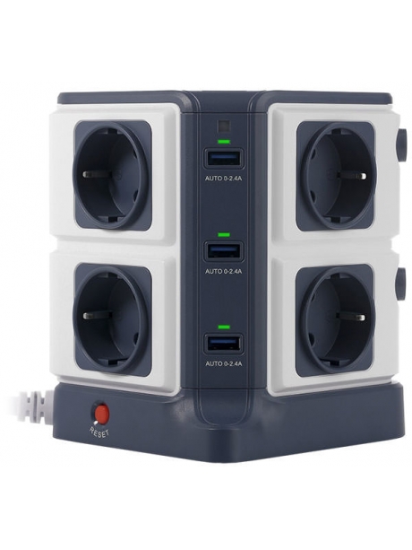 сетевой фильтр Bestek EU power strip MRJ8401 blue