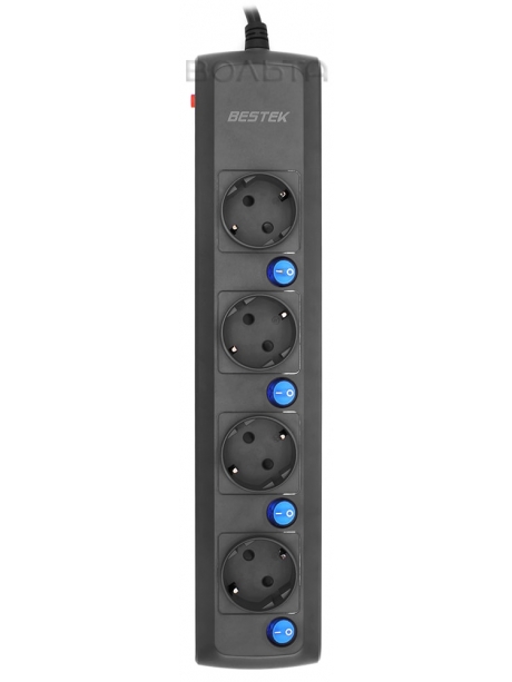 сетевой фильтр на 4 розетки Bestek EU power strip MRJ4401 black