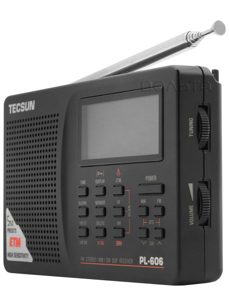 цифровой радиоприемник с расширенным ФМ диапазоном Tecsun PL-606 (export version) black
