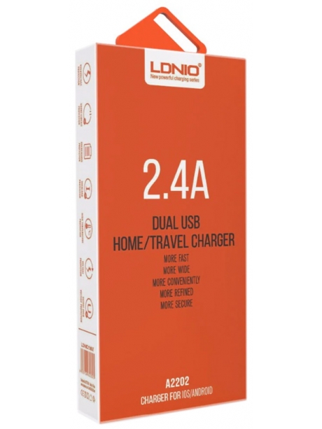 универсальное USB зарядное устройство LDNIO A2202 2USB*2,4A white