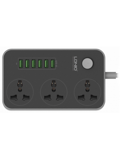 универсальный сетевой фильтр LDNIO SC3604 6USB*3 розетки 2м grey