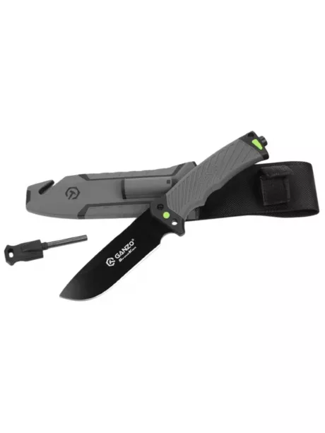 туристический нож с огнивом и точилкой Ganzo G803 grey