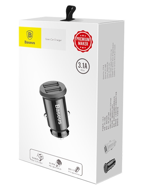 автомобильное зарядное устройство Baseus Grain black