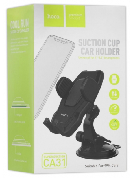держатель на торпедо и стекло Hoco CA31 cool run suction cup car holder black