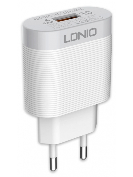 зарядное устройство LDNIO A303Q USB*3A Quick Charge 3.0 + кабель USB - Lightning white