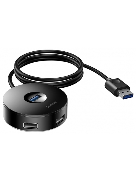 USB хаб с дополнительным питанием Baseus round box HUB adapter 1m black