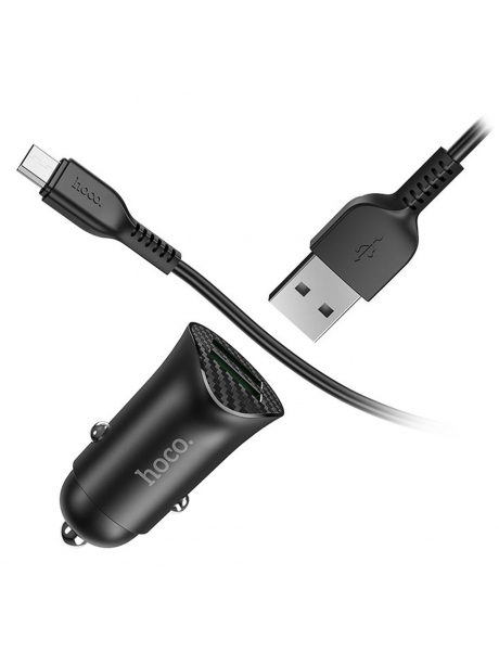 автомобильное зарядное устройство Hoco Z39 Farsighted dual port QC3.0 Car charger + micro cable black