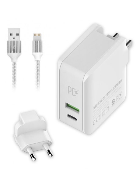 зарядное устройство LDNIO A4403C PD+Auto-id Fast Travel Charger + кабель USB - Lightning white