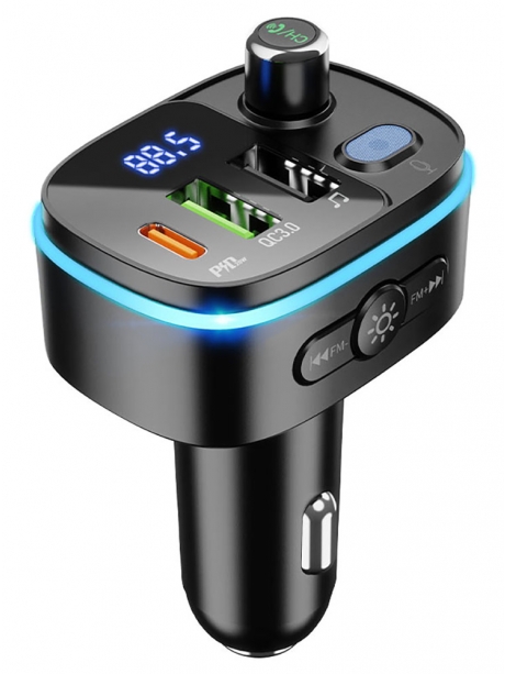 автомобильная зарядка с bluetooth FM трансмиттером Hoco E62 Fast PD20W+QC3.0 car BT FM transmitter black