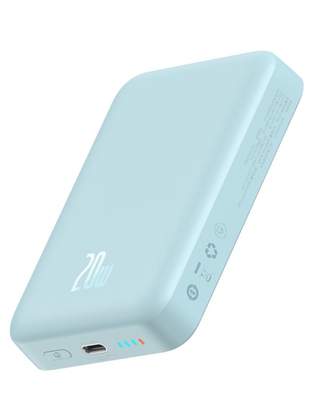 внешний аккумулятор c магнитной зарядкой iPhone Baseus Magnetic Mini Wireless Fast Charge Power Bank 10000mAh 20W blue
