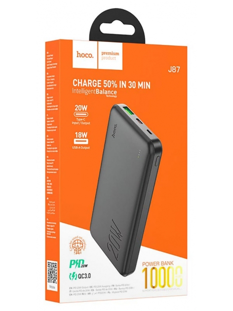 внешний аккумулятор Hoco J87 Tacker PD20W+QC3.0 power bank(10000mAh) black