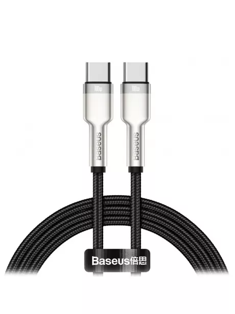 зарядный кабель для MacBook и iPhone Baseus Cafule Series Metal Data Cable Type-C to Type-C 100W 1m black