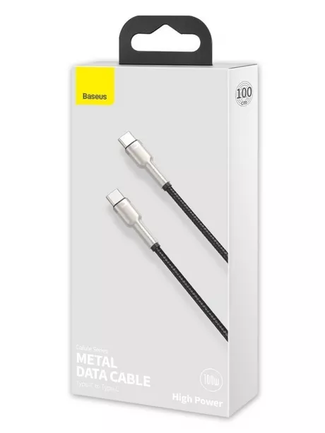 зарядный кабель для MacBook и iPhone Baseus Cafule Series Metal Data Cable Type-C to Type-C 100W 1m black