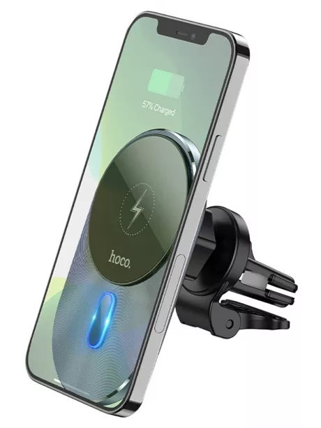 магнитный держатель с беспроводной зарядкой Hoco CA91 Magic magnetic wireless fast charging car holder gray