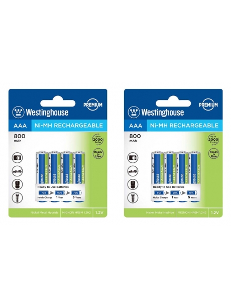 аккумуляторы Westinghouse 800 mAh  R03/AAA 8шт. 