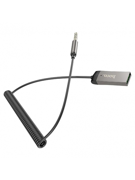 bluetooth аудиоадаптер для автомагнитолы Hoco E78 Benefit car AUX BT receiver with cable metal gray