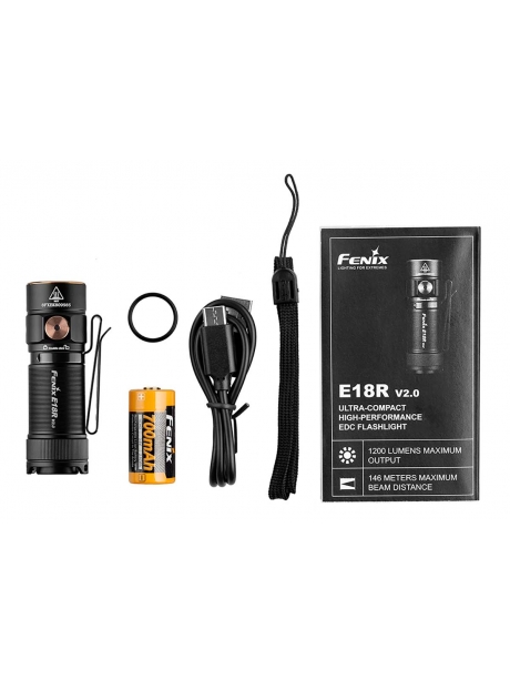 карманный светодиодный фонарь Fenix E18R V2.0 черный