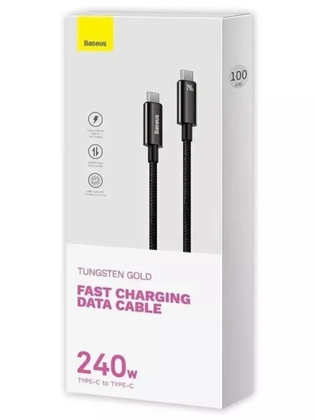 кабель для быстрой зарядки Baseus Tungsten Gold Fast Charging Data Cable Type-C to Type-C 240W 1m black