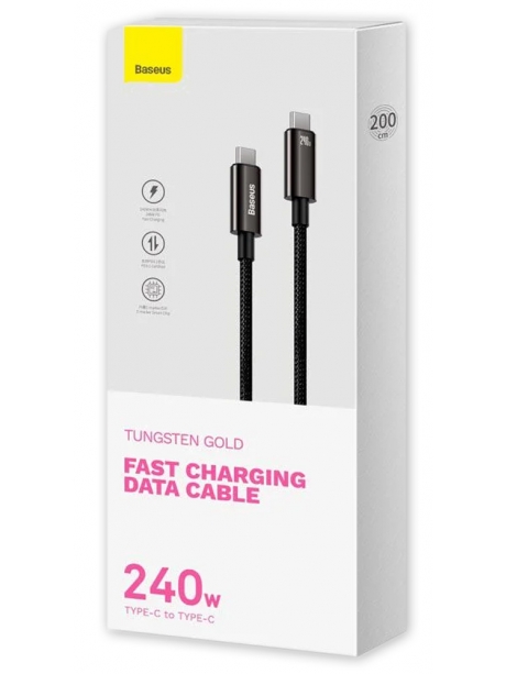 кабель для быстрой зарядки Baseus Tungsten Gold Fast Charging Data Cable Type-C to Type-C 240W 2m black