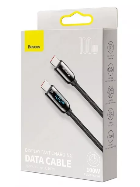 кабель для быстрой зарядки Baseus Display Fast Charging Data Cable Type-C to Type-C 100W 1m black