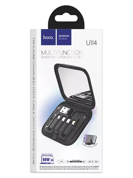 кабель передачи данных Hoco U114 Treasure box storage charging data cable set black