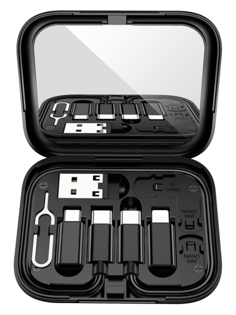 кабель передачи данных Hoco U114 Treasure box storage charging data cable set black