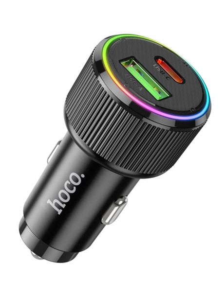 зарядка для телефона в машину с Power Delivery Hoco NZ14A Guerrero PD20W+QC3.0 car charger black