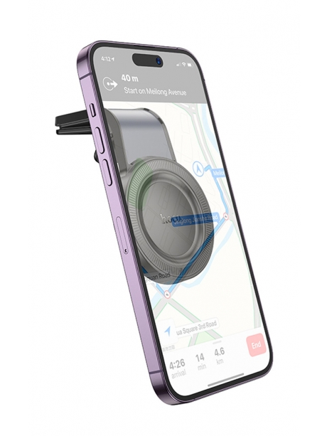 магнитный держатель MagSafe Hoco H59 Show ring magnetic car holder (L air outlet) black/metal gray