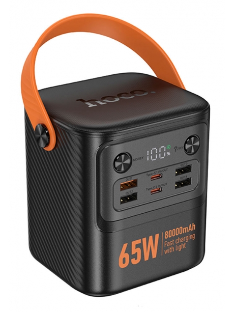 портативный внешний аккумулятор для ноутбука Hoco J152 Pro Tough PD65W+light power bank(80000mAh) black