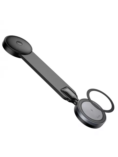 держатель для телефона с беспроводной зарядкой Hoco HW29 Totem ring magnetic wireless fast charging car holder black/metal gray
