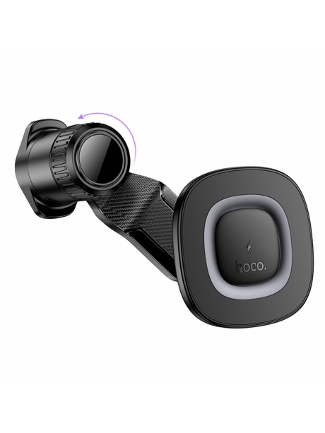 магнитный держатель с беспроводной зарядкой Qi Hoco HW30 Crown magnetic wireless charging car holder(air outlet) black/metal gray